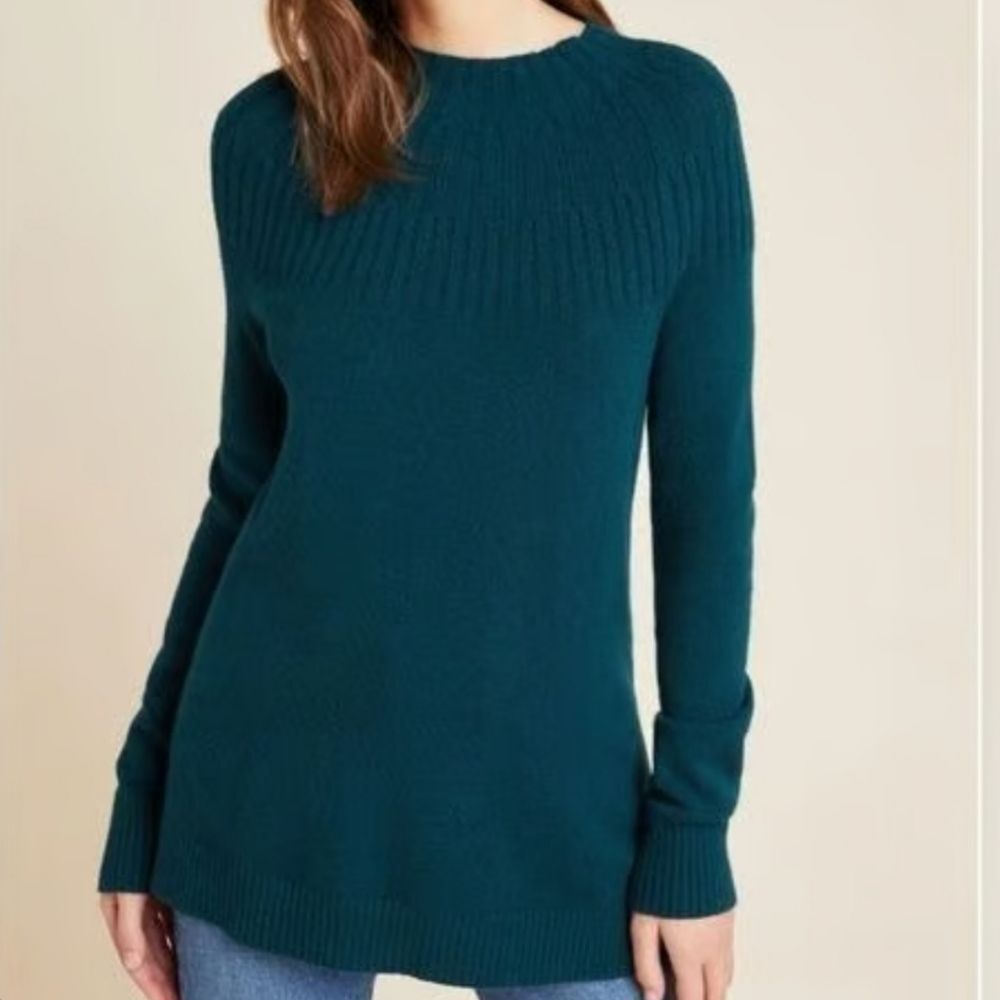 By Anthropologie Welford‎ Tunic Sweater Dark Blue Green Small